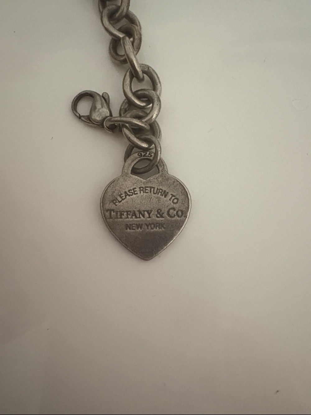 Tiffany & Co. Sterling Silver Heart Charm Link Bracelet